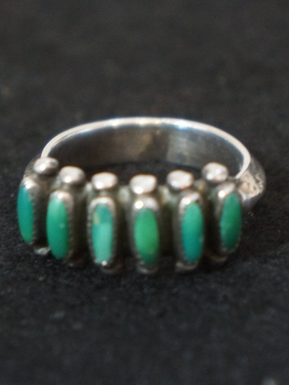 Vintage Zuni Janice Paloma Turquoise Needlepoint Sterling Ring Size 6.5 Signed